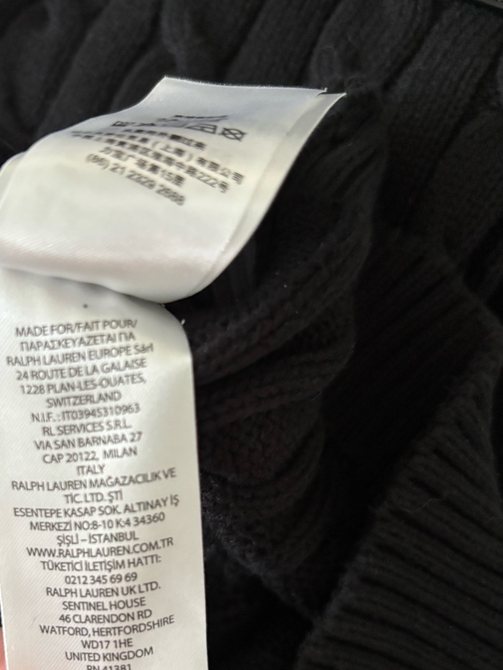 Lauren Ralph Lauren Black Cable Knit Shawl Collar Sweater Dress Size S - Picture 6 of 13